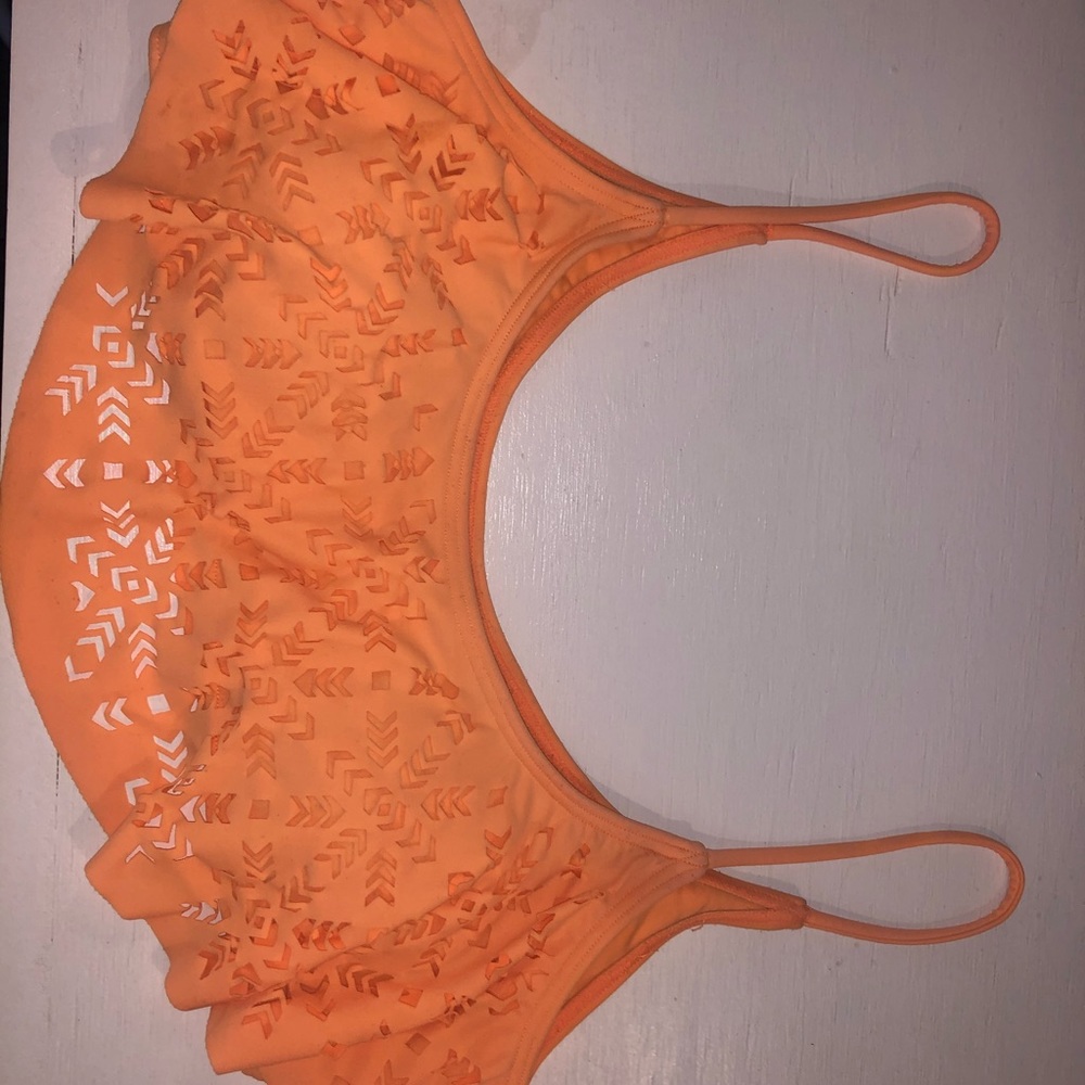 Tangerine orange ruffle bikini top! Size L